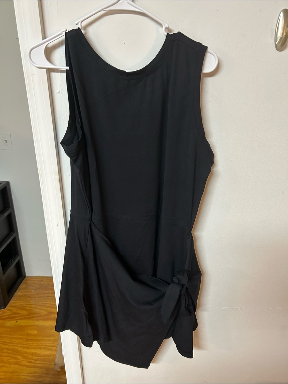 Black Sleeveless Tank Dress with Side Knot